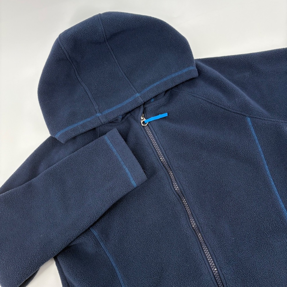 Lands End Kids Fleece Hoodie Full Zip Jacket‎ Navy Blue Size M 10-12